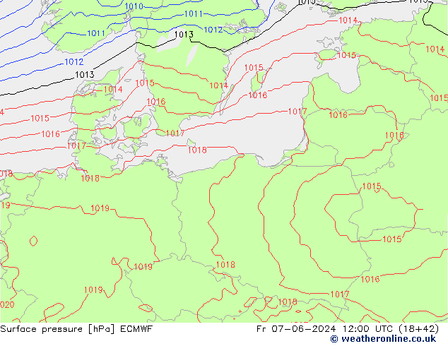 pressão do solo ECMWF Sex 07.06.2024 12 UTC