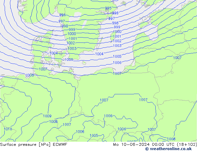 Surface pressure ECMWF Mo 10.06.2024 00 UTC