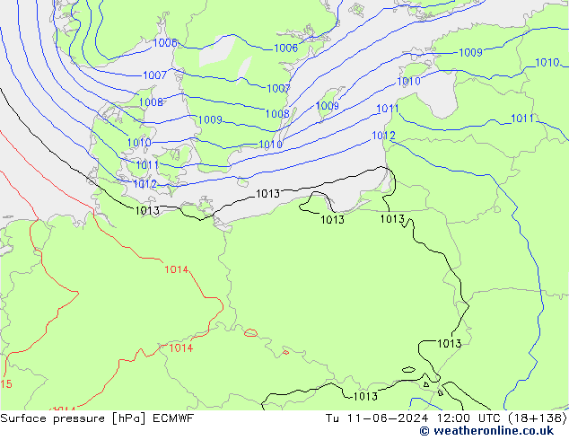 pressão do solo ECMWF Ter 11.06.2024 12 UTC