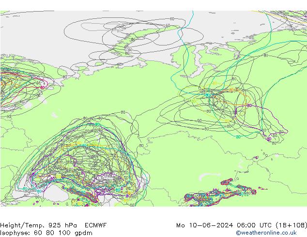 Yükseklik/Sıc. 925 hPa ECMWF Pzt 10.06.2024 06 UTC