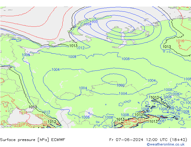 Surface pressure ECMWF Fr 07.06.2024 12 UTC