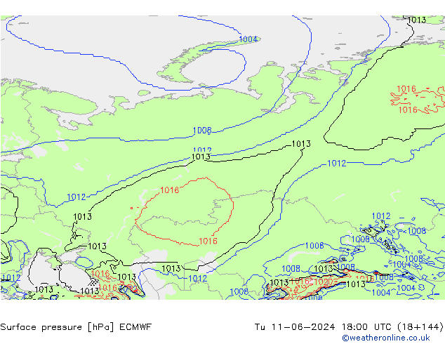 ciśnienie ECMWF wto. 11.06.2024 18 UTC