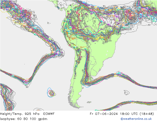 Height/Temp. 925 гПа ECMWF пт 07.06.2024 18 UTC