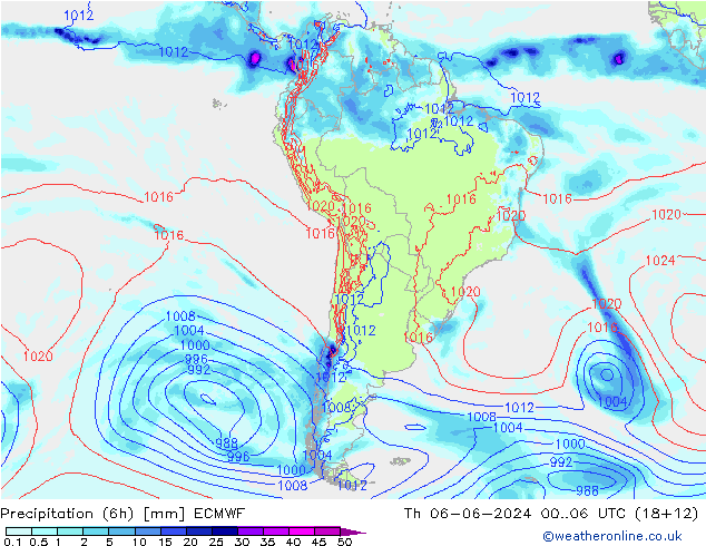 Yağış (6h) ECMWF Per 06.06.2024 06 UTC