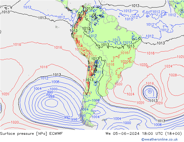 Atmosférický tlak ECMWF St 05.06.2024 18 UTC