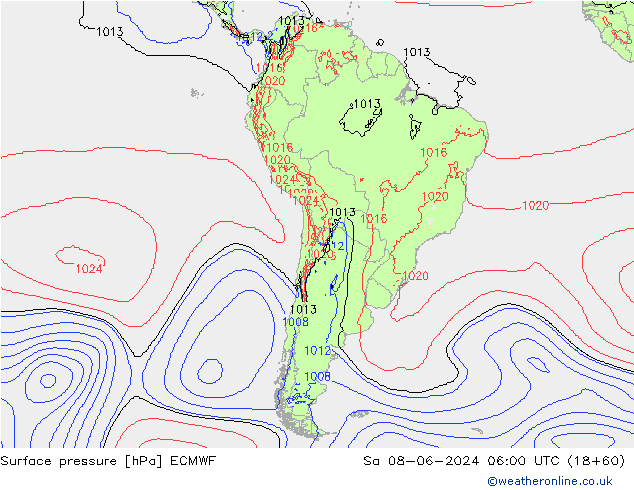 pression de l'air ECMWF sam 08.06.2024 06 UTC