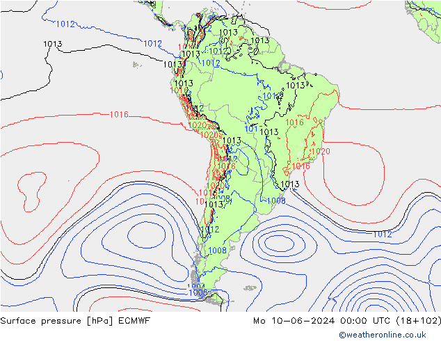 Yer basıncı ECMWF Pzt 10.06.2024 00 UTC