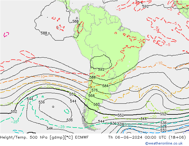 Height/Temp. 500 hPa ECMWF Th 06.06.2024 00 UTC