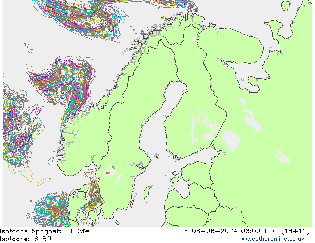 Isotachs Spaghetti ECMWF чт 06.06.2024 06 UTC