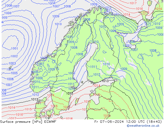 pressão do solo ECMWF Sex 07.06.2024 12 UTC