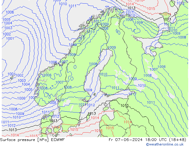 Surface pressure ECMWF Fr 07.06.2024 18 UTC