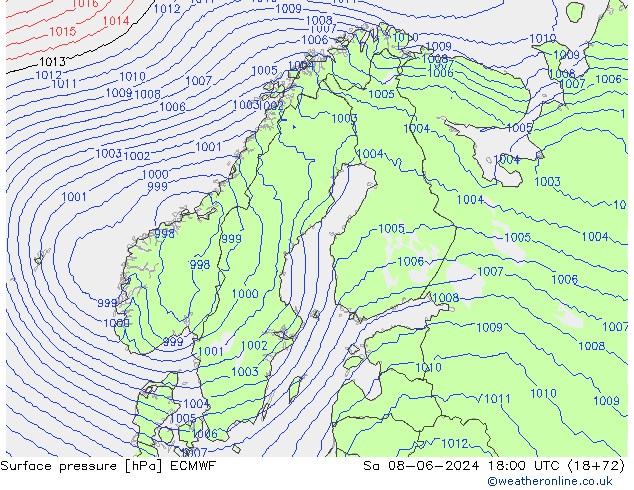 ciśnienie ECMWF so. 08.06.2024 18 UTC