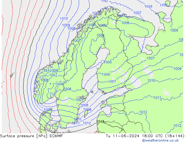 Bodendruck ECMWF Di 11.06.2024 18 UTC