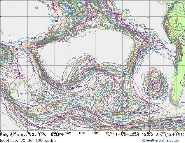 Height/Temp. 925 hPa ECMWF Út 11.06.2024 18 UTC