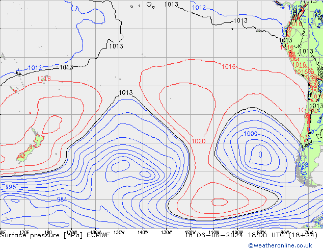 Surface pressure ECMWF Th 06.06.2024 18 UTC