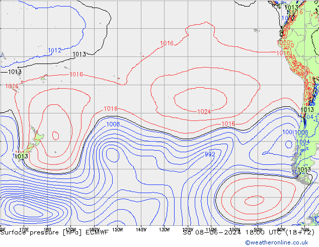 pressão do solo ECMWF Sáb 08.06.2024 18 UTC