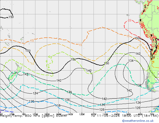 Height/Temp. 850 hPa ECMWF Tu 11.06.2024 18 UTC