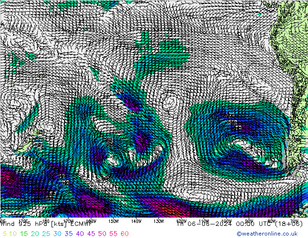 Rüzgar 925 hPa ECMWF Per 06.06.2024 00 UTC
