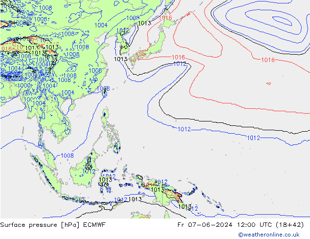 Surface pressure ECMWF Fr 07.06.2024 12 UTC