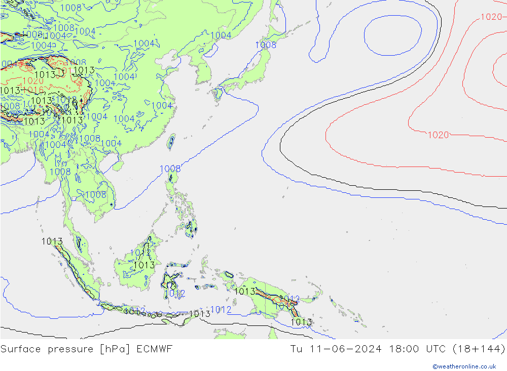 pression de l'air ECMWF mar 11.06.2024 18 UTC