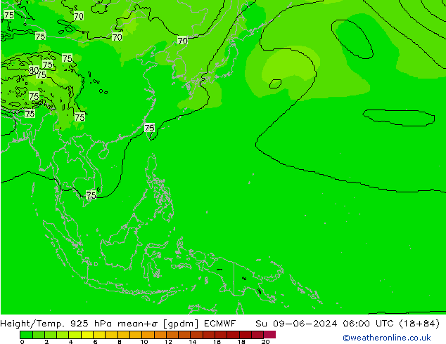 Height/Temp. 925 hPa ECMWF Ne 09.06.2024 06 UTC