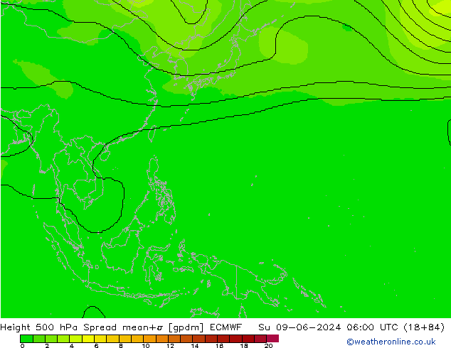 Height 500 hPa Spread ECMWF Ne 09.06.2024 06 UTC