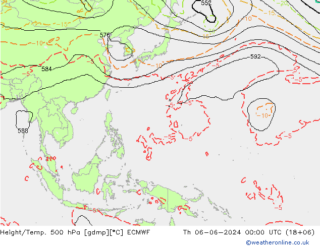 Height/Temp. 500 hPa ECMWF Qui 06.06.2024 00 UTC