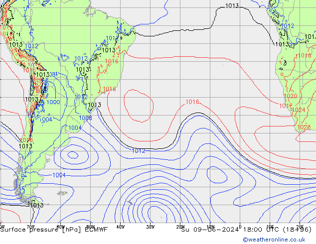 Yer basıncı ECMWF Paz 09.06.2024 18 UTC