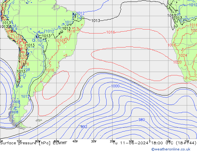 Bodendruck ECMWF Di 11.06.2024 18 UTC