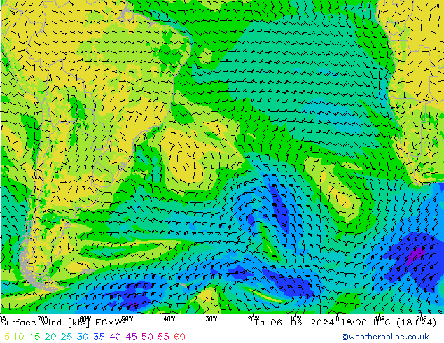 Surface wind ECMWF Th 06.06.2024 18 UTC