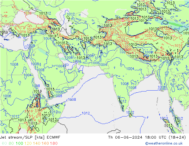 Jet stream/SLP ECMWF Th 06.06.2024 18 UTC