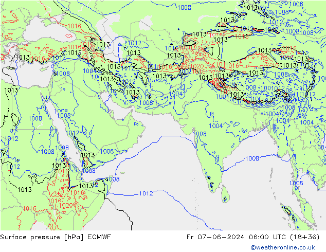 приземное давление ECMWF пт 07.06.2024 06 UTC