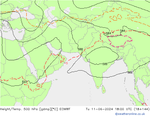 Height/Temp. 500 hPa ECMWF Tu 11.06.2024 18 UTC