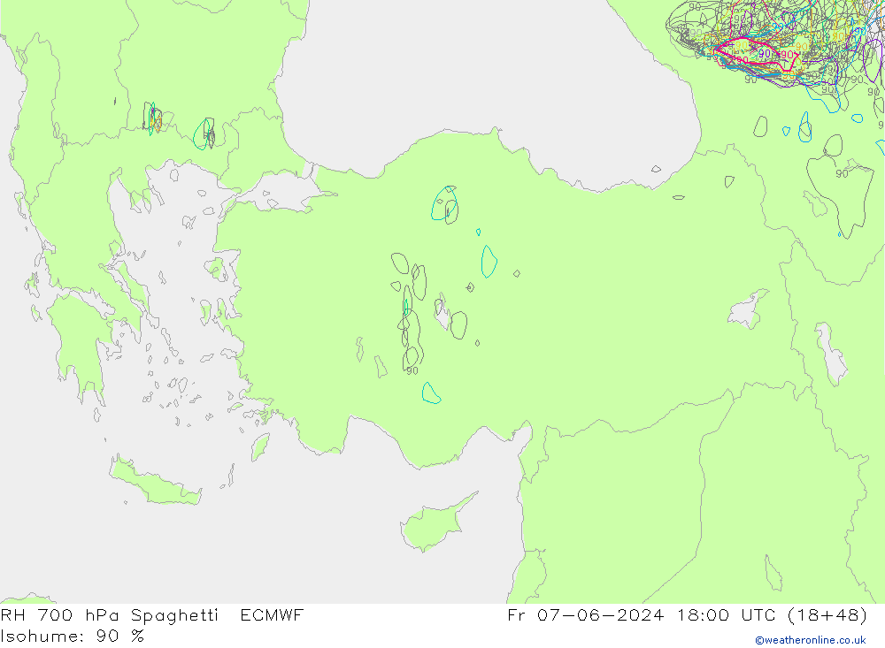 700 hPa Nispi Nem Spaghetti ECMWF Cu 07.06.2024 18 UTC