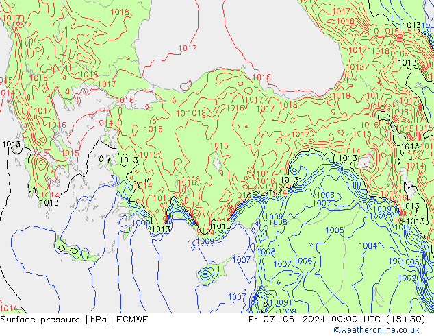 Pressione al suolo ECMWF ven 07.06.2024 00 UTC