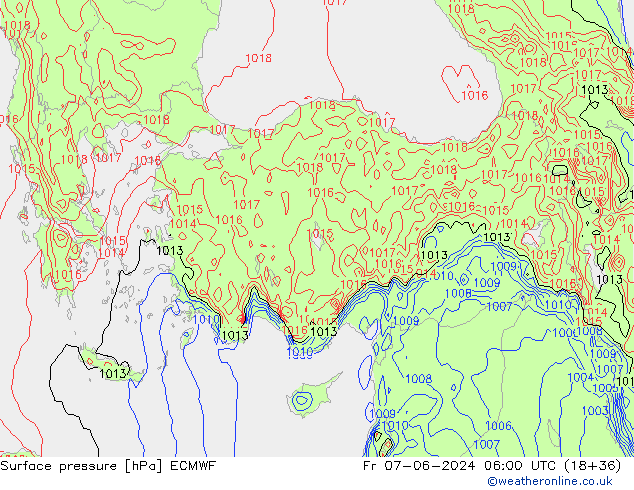 Yer basıncı ECMWF Cu 07.06.2024 06 UTC