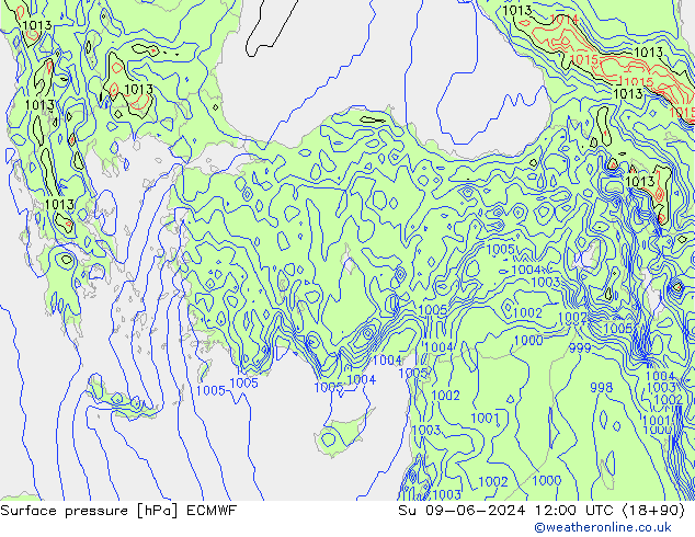 приземное давление ECMWF Вс 09.06.2024 12 UTC