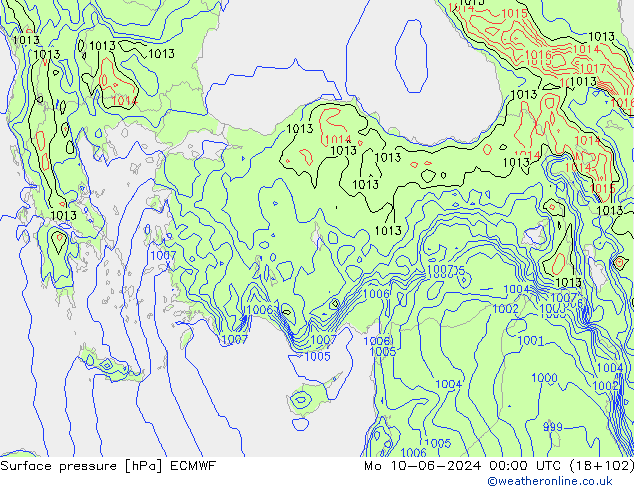 Surface pressure ECMWF Mo 10.06.2024 00 UTC