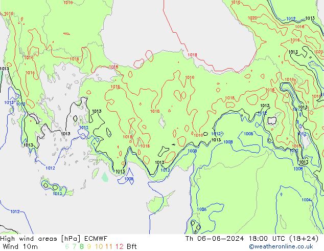 High wind areas ECMWF чт 06.06.2024 18 UTC