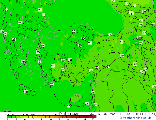 Temperature 2m Spread ECMWF Mo 10.06.2024 06 UTC