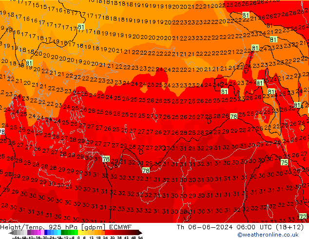 Height/Temp. 925 гПа ECMWF чт 06.06.2024 06 UTC