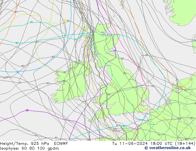 Height/Temp. 925 hPa ECMWF Tu 11.06.2024 18 UTC