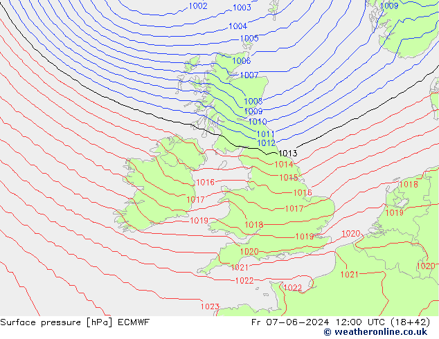 Yer basıncı ECMWF Cu 07.06.2024 12 UTC