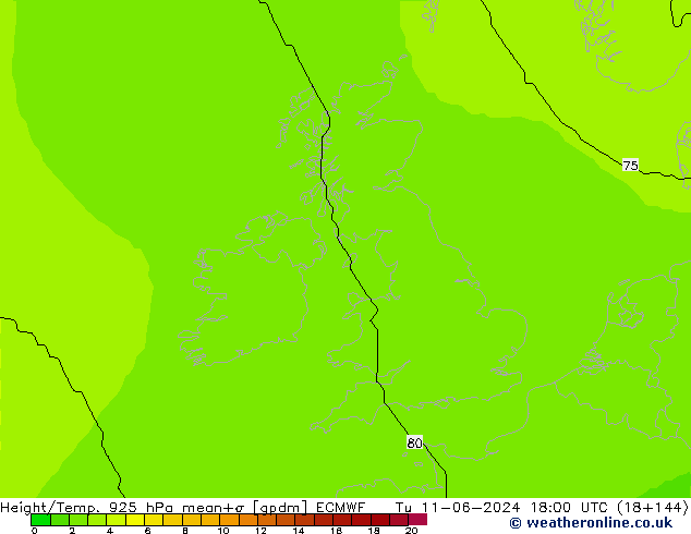 Hoogte/Temp. 925 hPa ECMWF di 11.06.2024 18 UTC