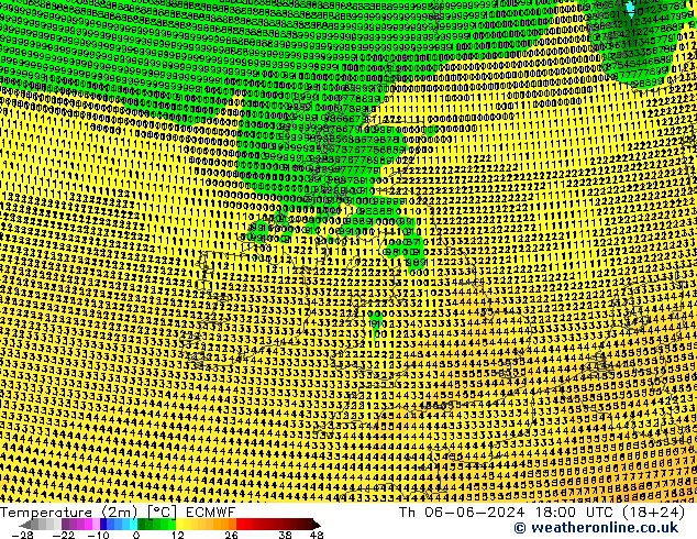 Temperatura (2m) ECMWF gio 06.06.2024 18 UTC