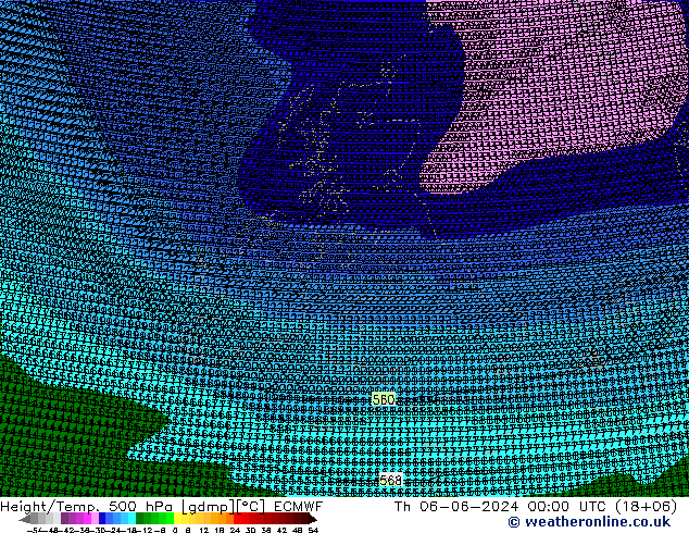 Yükseklik/Sıc. 500 hPa ECMWF Per 06.06.2024 00 UTC