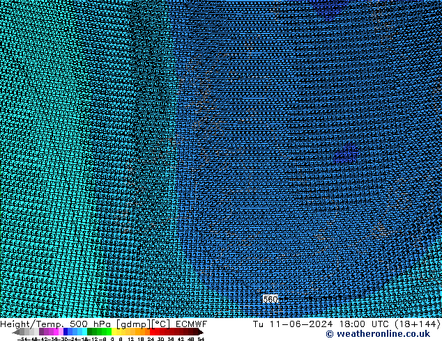 Height/Temp. 500 hPa ECMWF Tu 11.06.2024 18 UTC