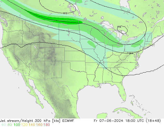 Corriente en chorro ECMWF vie 07.06.2024 18 UTC