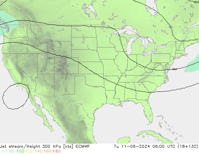 Straalstroom ECMWF di 11.06.2024 06 UTC