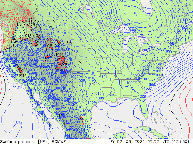 Surface pressure ECMWF Fr 07.06.2024 00 UTC